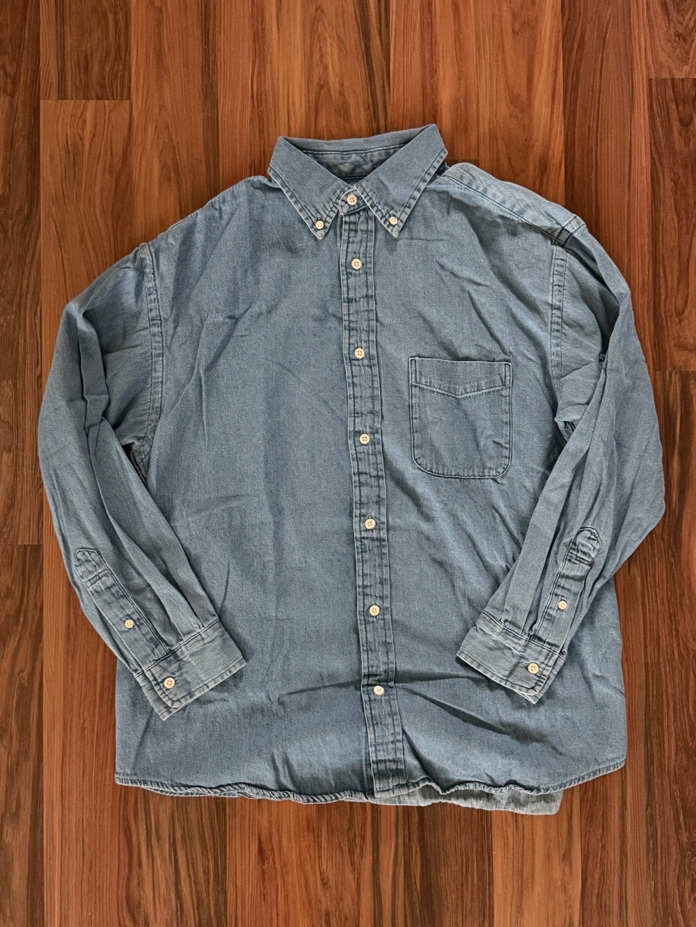 GU Men's Blue Denim Button-Down Shirt